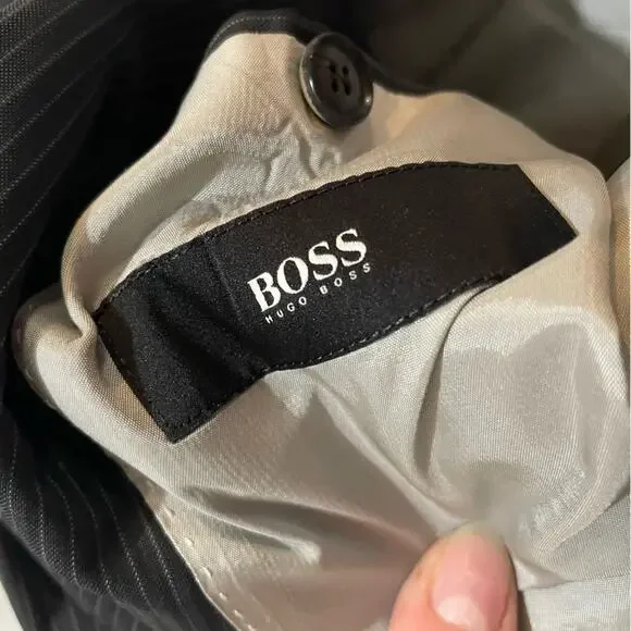 Hugo Boss Gray Pinstripe Blazer Suit Coat Jacket Office Mens‎ Size 42R